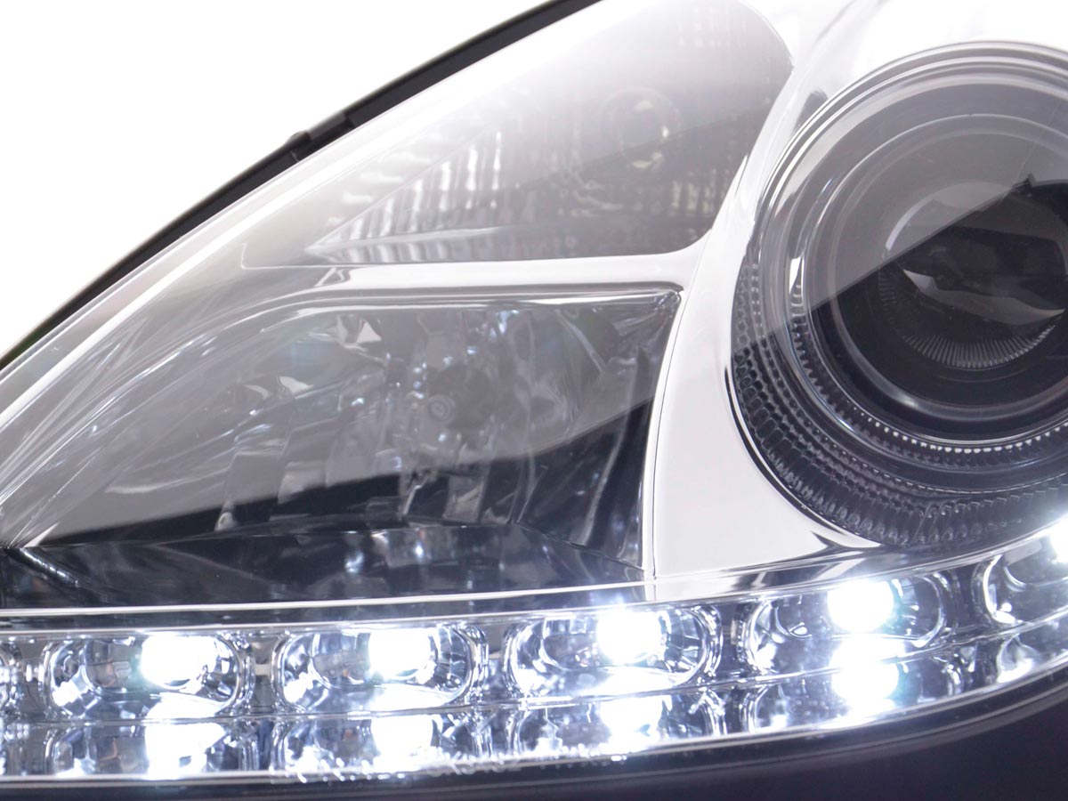 Scheinwerfer Set Daylight LED Tagfahrlicht Mercedes SLK R171 chrom Scheinwerfer Set Daylight LED Tagfahrlicht Mercedes SLK R171 chrom
